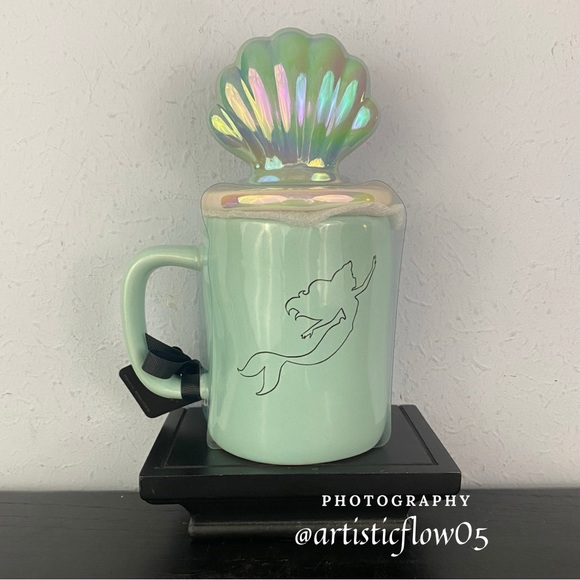 NEW! Rae Dunn Disney Part Of Your World Cup with Seashell Topper Little Mermaid - Picture 3 of 4